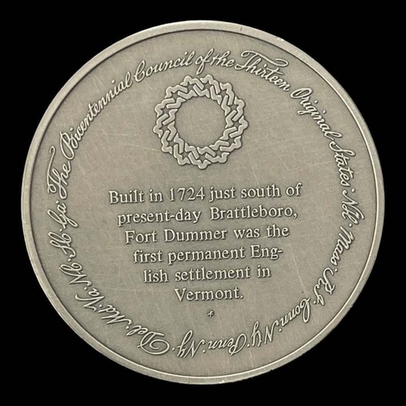 Vintage Medal History of Colonial America Pewter Coin Fort Dummer - Picture 2 of 3